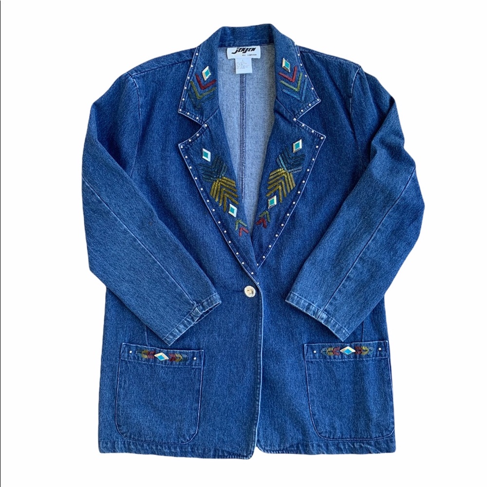 Vintage Jenjen by Darian Blue Jean Beaded Denim Jacket